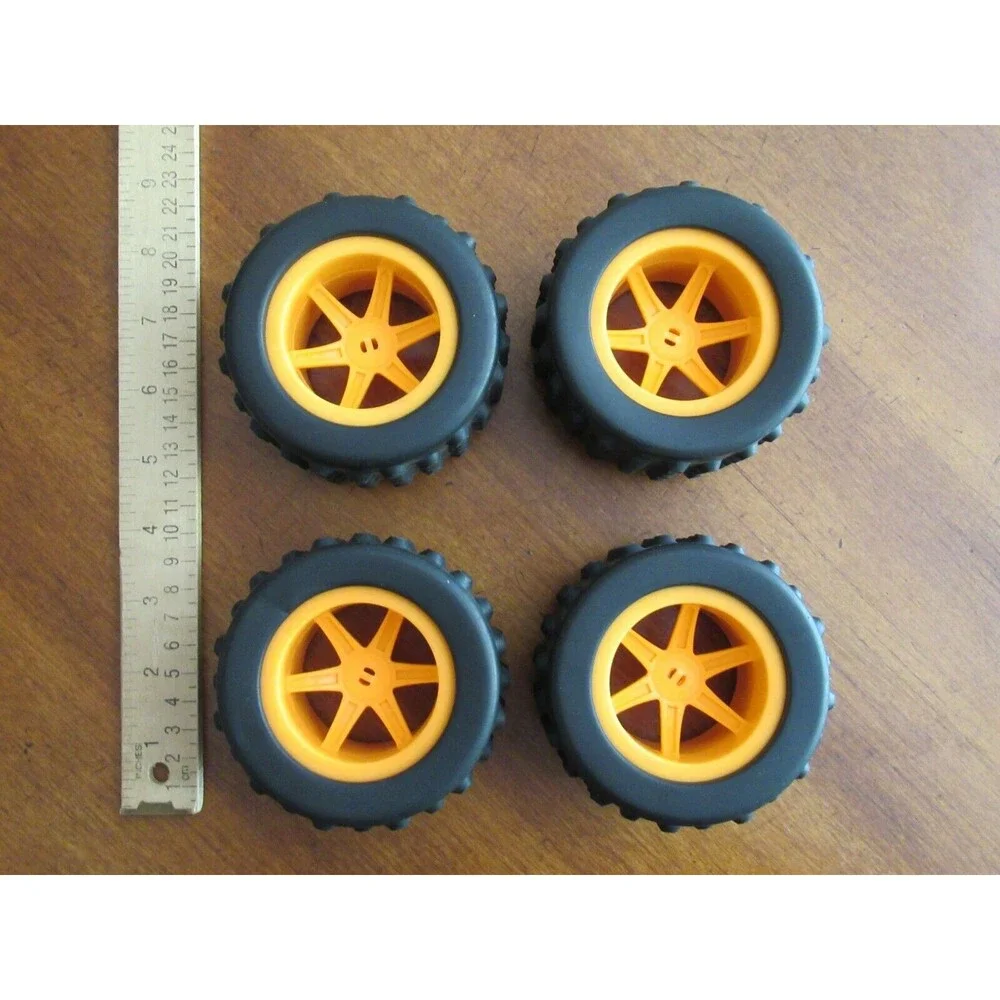 4 BIG K'NEX WHEELS Soft Terrain Trekker Tire Dune Buggy Monster Truck Orange 3.5